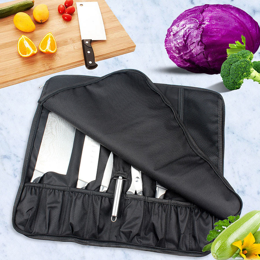 Portable Chef Knife Tool Bag Roll-Up Knife Pouch Waterproof Wear-Resistant Western Cuisine Student K