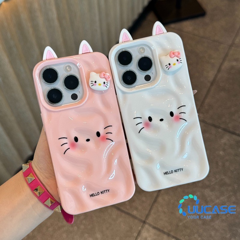 เหมาะสําหรับ IPhone 16 15 14 13 12 11 Pro Max X XR XS Max 7 8 Plus Shy Cat Emoji เคสโทรศัพท์ผู้หญิงฝ