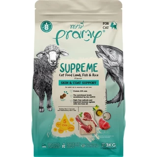 Pramy Supreme อาหารเม็ดแมว เกรดพรีเมี่ยม สำหรับแมวทุกช่วงวัย (ขนาดใหม่ ถุงซิปล็อค) ขนาด 2.8-3.2 กิโลกรัม