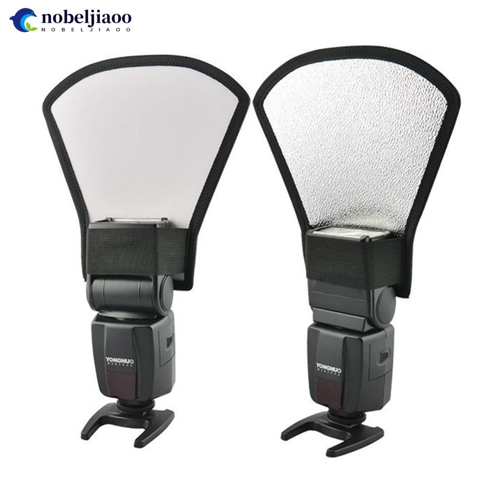 NOBELJIAOO Universal 2-in-1 Flash Diffuser Softbox Photo Flash Light Silver/White Reflector อุปกรณ์ถ