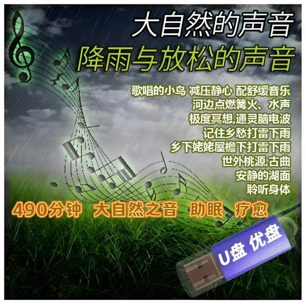 U Disk U Disk Natural Pure Music White Noise Decompression Healing น้ําไหลเสียงนกหยดเพลง Sleep Aid M