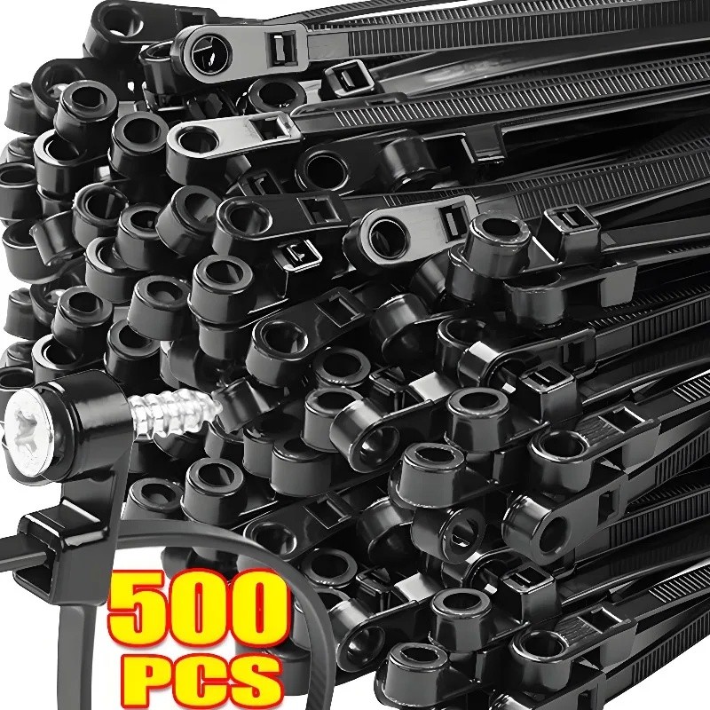 สายรัดไนลอนพร้อมรูสกรู - สายรัดมัดล็อคตัวเอง - ห่วงยึดอเนกประสงค์, 100/300/500 ชิ้น