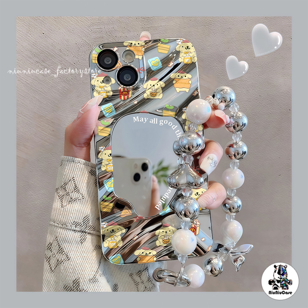 ลูกสุนัขน่ารัก INS เคสสำหรับไอโฟน13 Wave Mirror For iPhone 16 11 15 12 13 14 15 Pro Max 7 8 Plus XR XS เคส ป้องกันการตก
