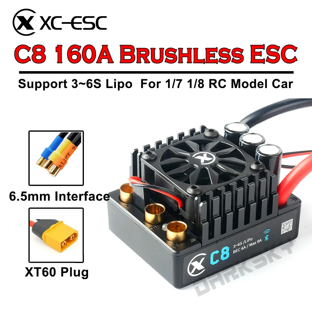 XC-ESC C8 160A Brushless ESC รองรับ 3S ~ 6S Lipo แบตเตอรี่สําหรับ 1/7 1/8 RC รุ่นรถ Desert รถบรรทุกมอนสเตอร์ Buggy อุปกรณ์เสริม