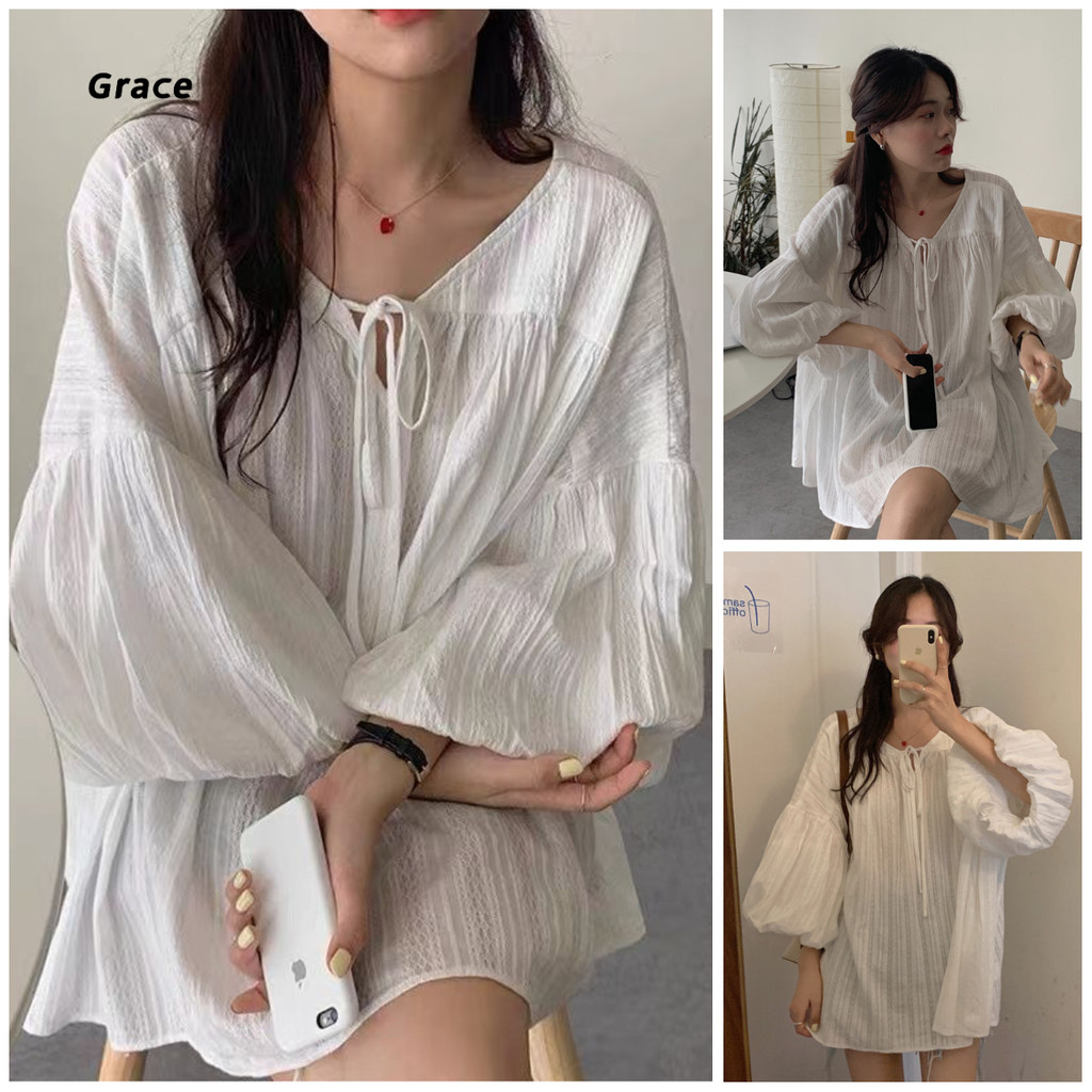 [Grace] (Ready Stock) Loose Shirt 2025 New Style Mid-Length Fashion Casual Top GR3391 #