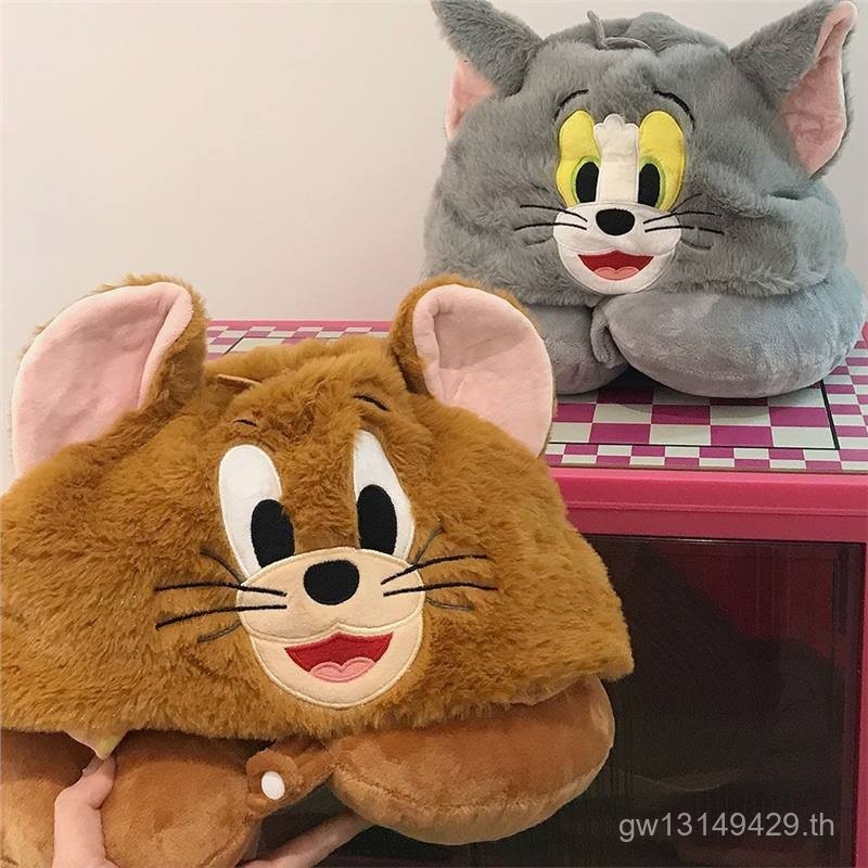 ใส่หมวกคู่สไตล์แบบพกพาหมอนน่ารักตุ๊กตาอบอุ่นยู-รูปหมอนแมวและเมาส์การ์ตูนนอนหมอนคอ 8RDI