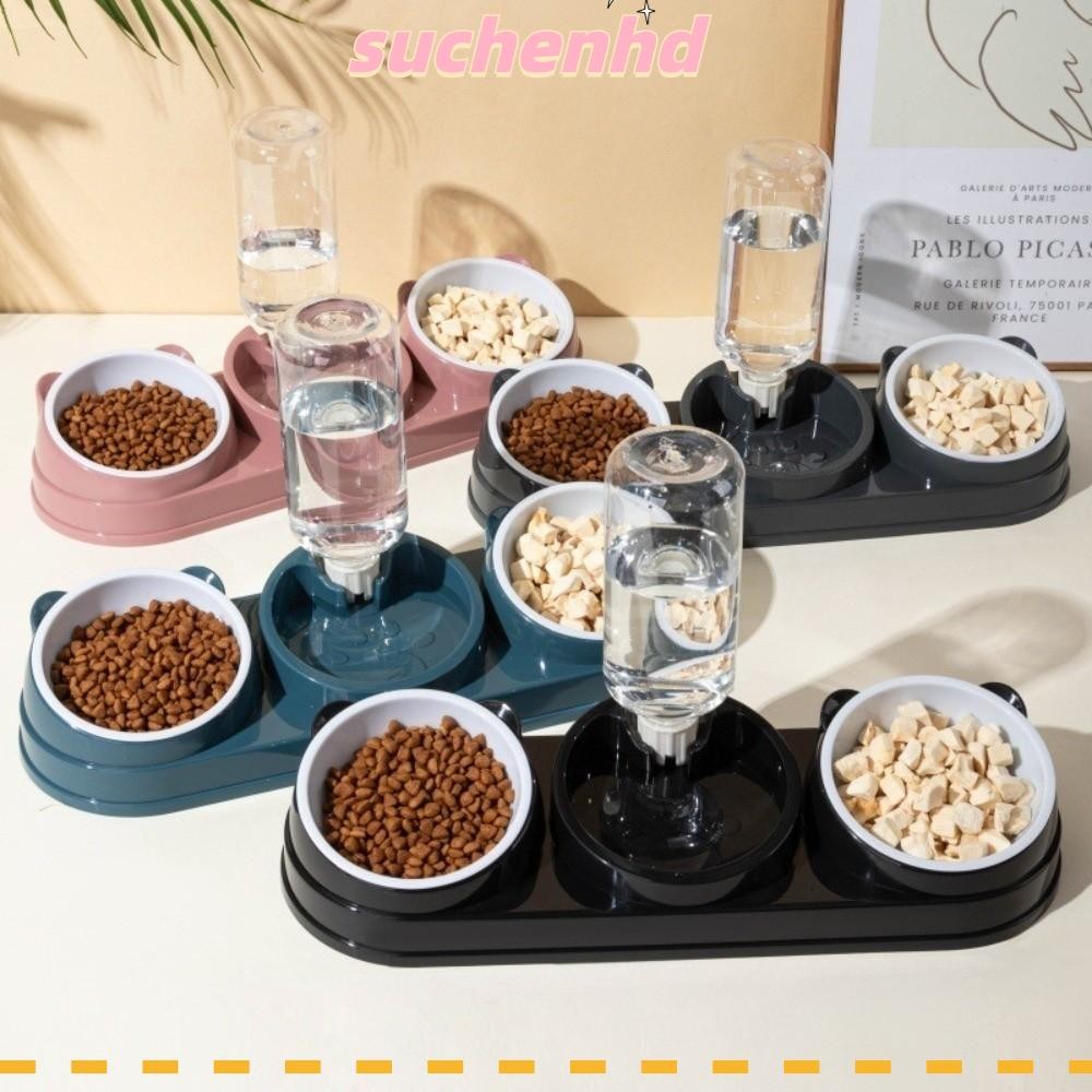 ซูเชนhd ขวดน้ําแมวอัตโนมัติ,ป้องกันคอ 15 องศายก 3 ใน 1 เครื่องให้อาหารแมว, อุปกรณ์สําหรับสัตว์เลี้ยง