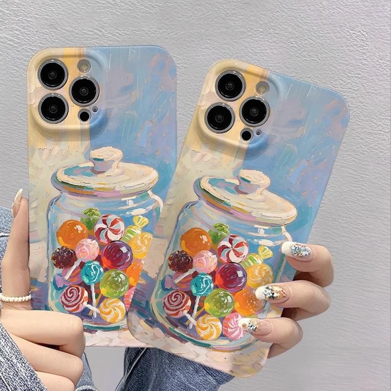ลูกอมสีเหมาะสําหรับ Apple 16promax เคสโทรศัพท์ใหม่ iPhone15 เคสป้องกัน ipone14 ฟิล์ม 13min Creative 