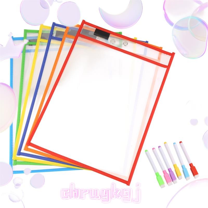 Reusable Dry Erase Pockets, 6 Pack Reusable Dry Erase Sleeves, Dry Erase Pocket Sleeves chruygj.th