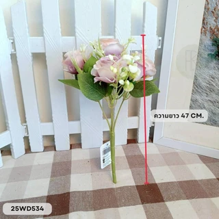 กุหลาบแซม 5 ก้าน 7 ดอก หน้าดอก 5 cm. สูง 27 cm.