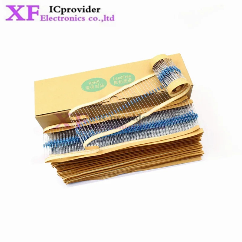 5000pcs 1/4W 0R-22M 1% ตัวต้านทานฟิล์มโลหะ 0.25W 10 100 150 220 470 1K 2.2K 4.7K 10K 22K 47K 100K 47