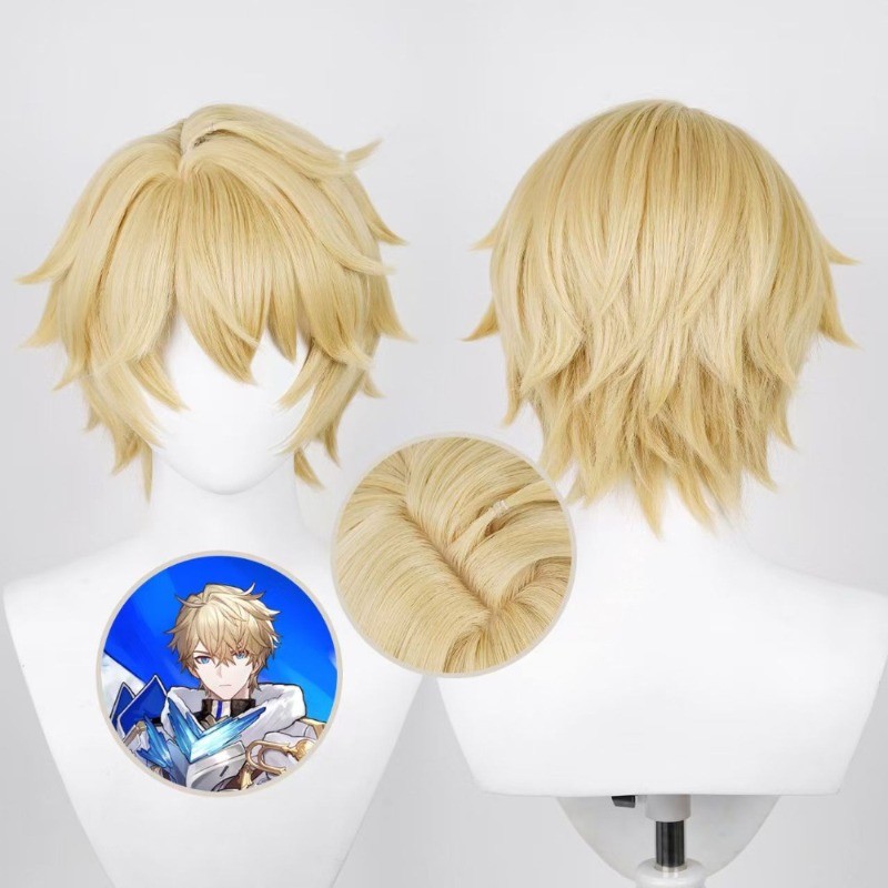 วิกผมสีบลอนด์ขนาด 30 ซม. สำหรับคอสเพลย์ Ice Honkai: Star Rail Gepard