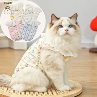 สัตว์เลี้ยงฤดูใบไม้ผลิ/ฤดูร้อนบางเสื้อกล้ามลายลูกไม้ปกเสื้อส…