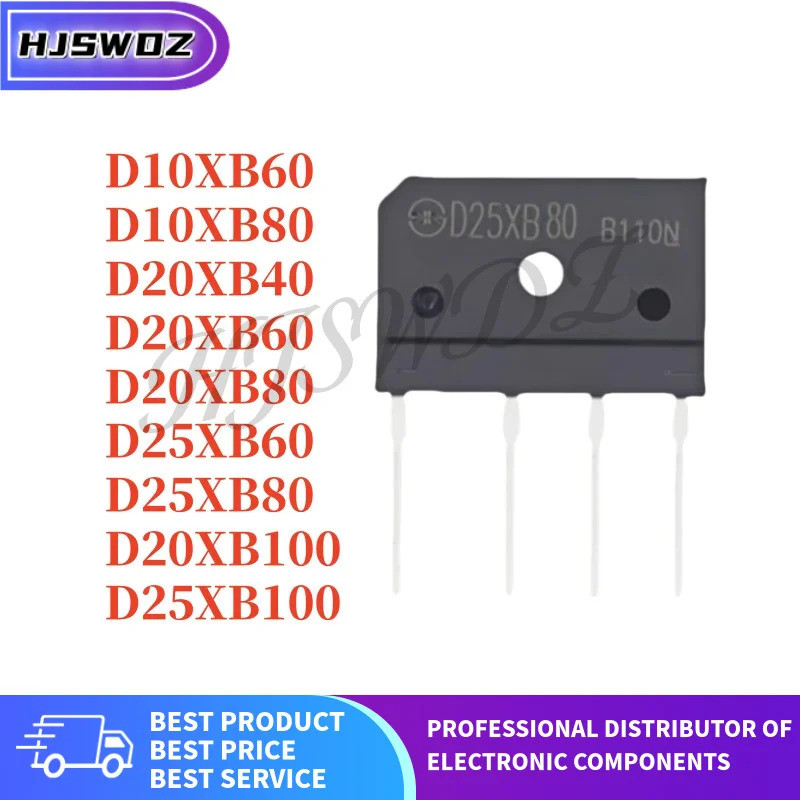 5PCS D20XB80 D10XB60 D20XB100 D25XB100 D20XB60 D25XB60 D10XB80 D20XB40 D25XB80 สะพานวงจรเรียงกระแส