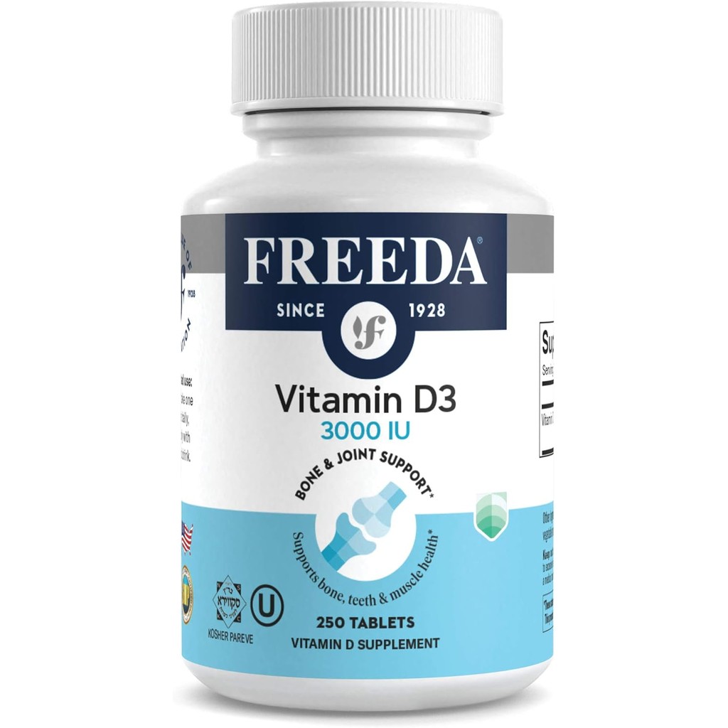 FREEDA Vitamin D3 3000 IU – วิตามินดีที่มีสําหรับการกระดูกและภูมิคุ้มกัน – แท็บเล็ตที่กลืนง่าย – 250