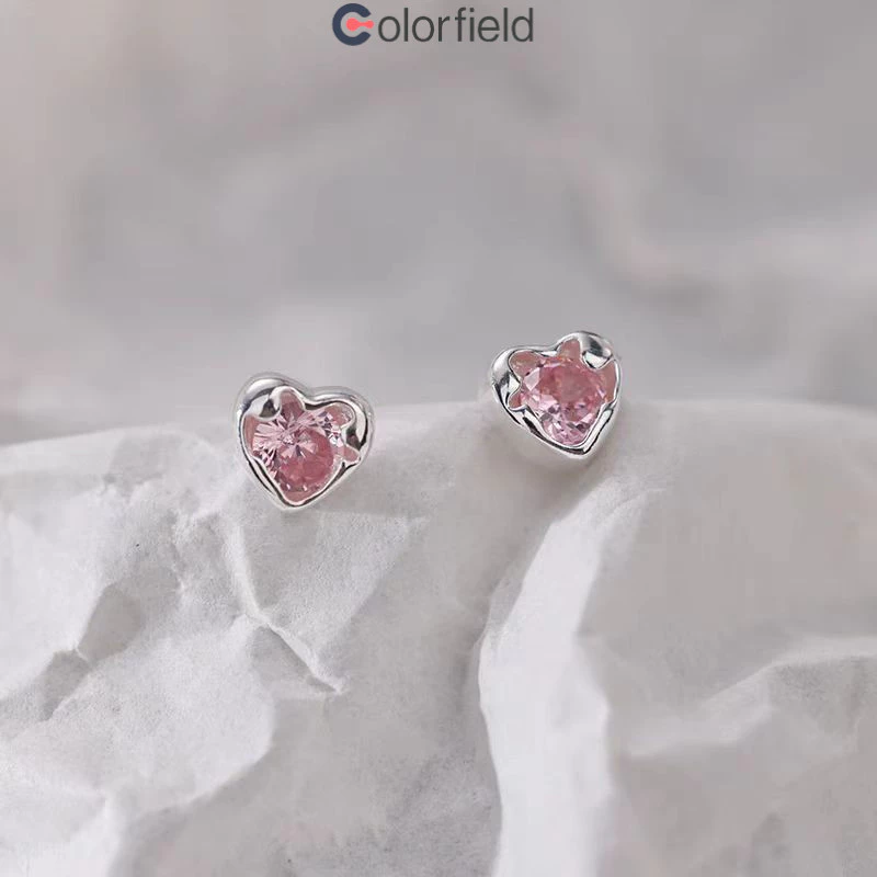 ต่างหูสตั๊ด Colorfield หัวใจประดับเพทาย thumbnail 9