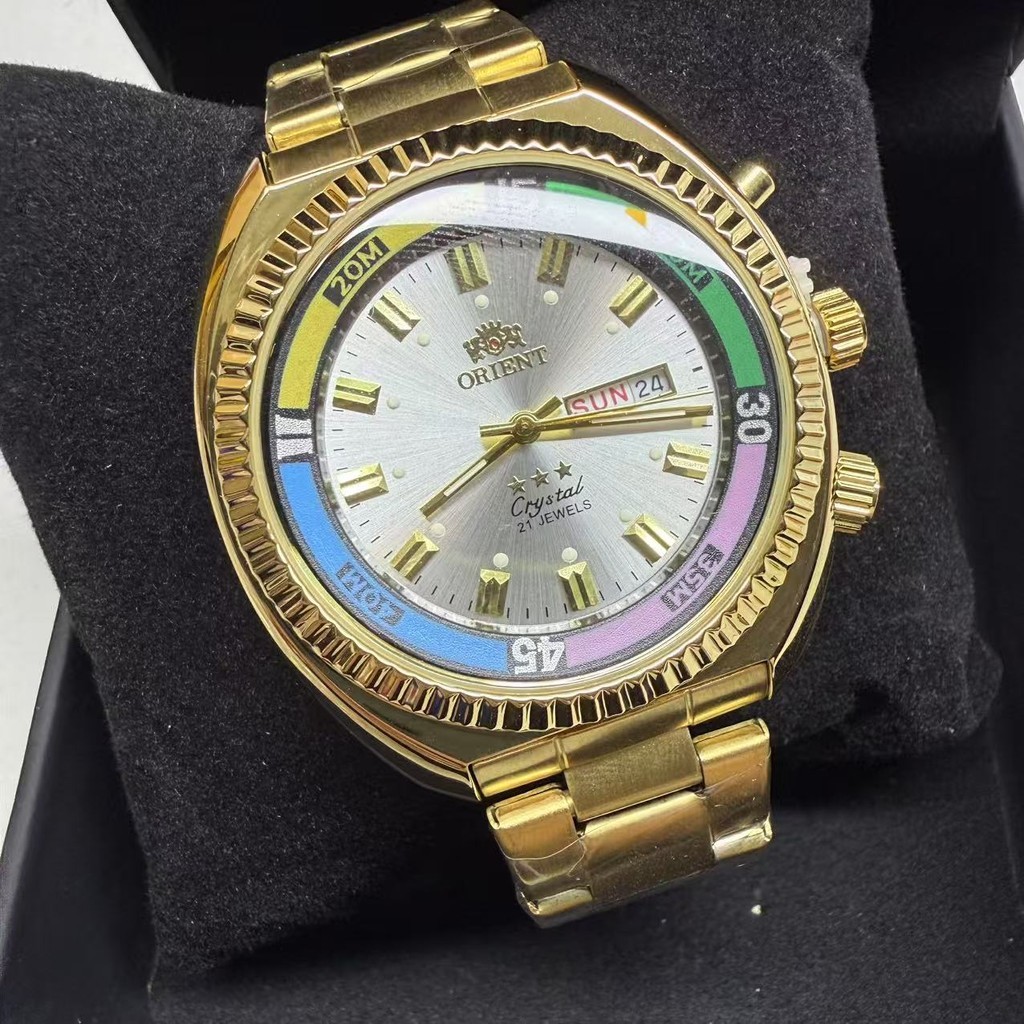 Orients Mens Watch Dual Calendar Quartz Watch Dial หมุน Hija