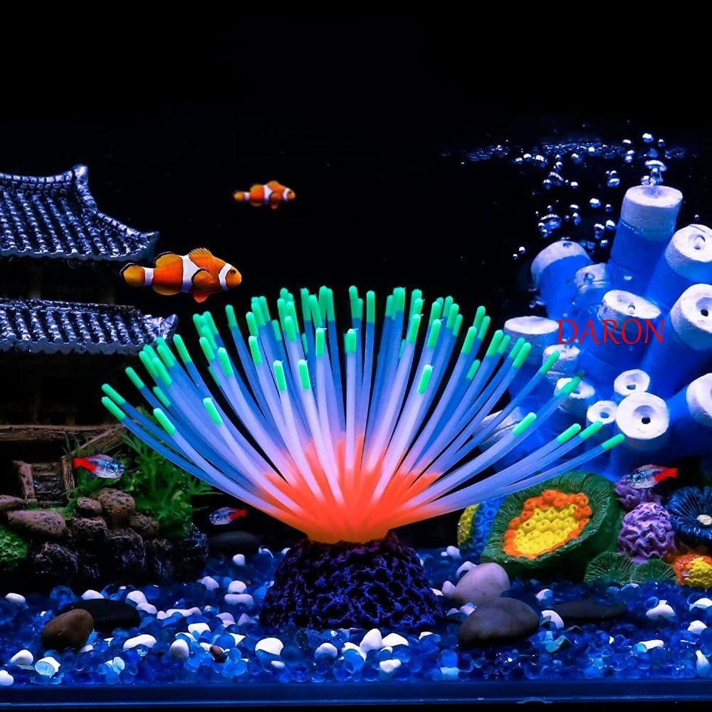DARON Luminous Sea Urchin, Soft Fluorescent Sea Urchin Bulb, Coral Ornament จําลองซิลิโคนปลอม Lumino