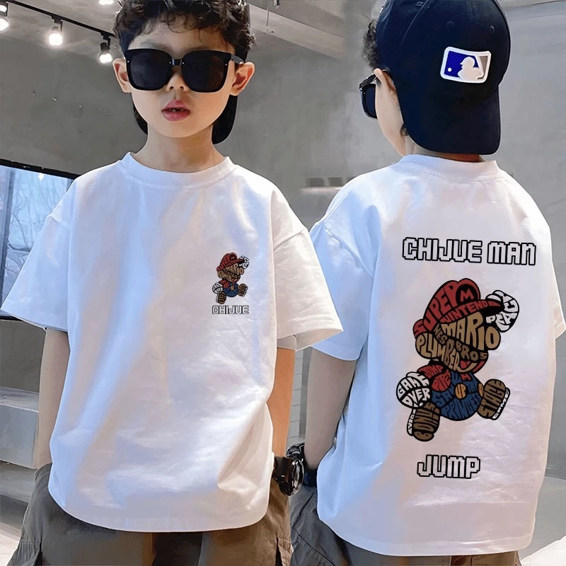 【✨จัดส่ง 24 ชั่วโมง】Kids shop 4-12 Years Old Boy Jacket Print Top Ho Cool Boy Tara100% Cotton
