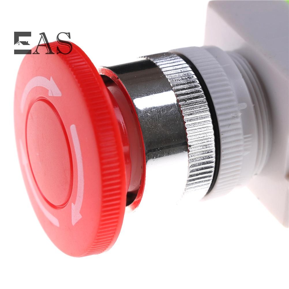 [EA] หมวกเห็ดสีแดง 1NO 1NC DPST สวิตช์ปุ่มกดหยุดฉุกเฉิน AC 660V 10A TH