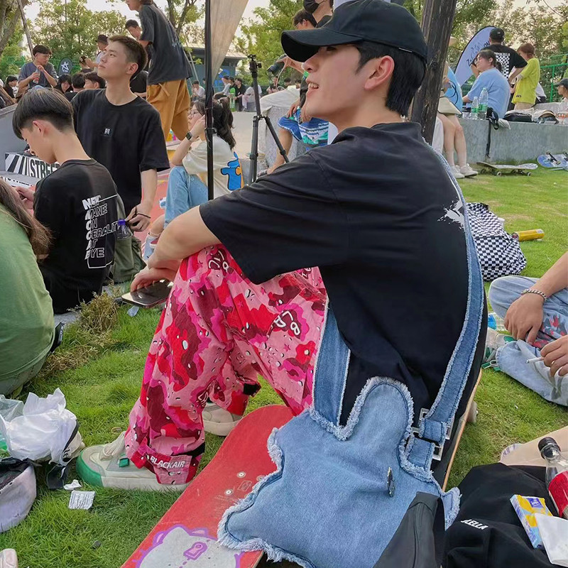 5YBY Original Design y2k Asian Culture ins Style ปรับ Washed Frayed Denim Cute Star Bag