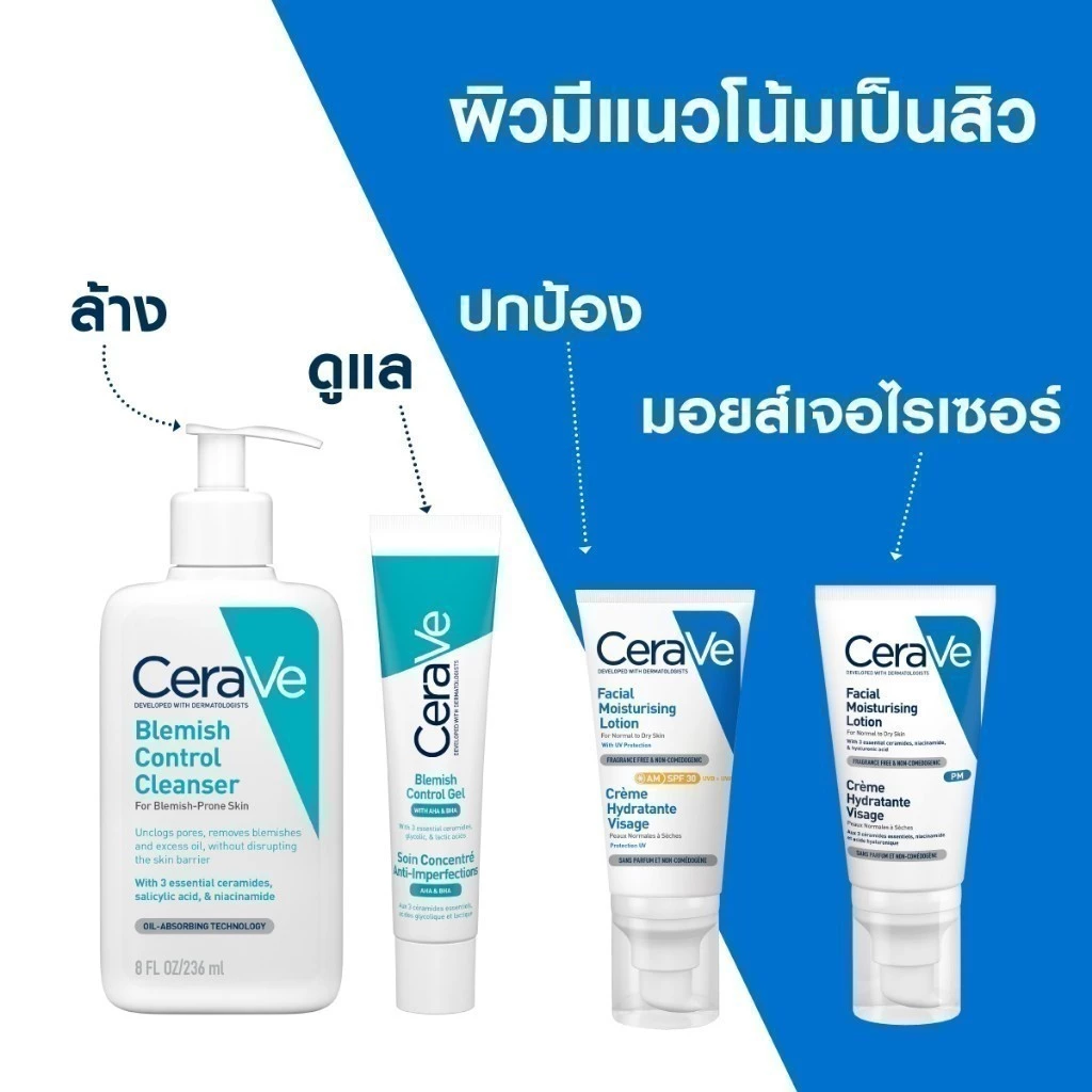 เซราวี CERAVE BLEMISH CONTROL CLEANSER เบลมมิช คอนโทรล คลีนเซอร์ เจลทำความสะอาดผิวหน้า สูตรสำหรับผิวเป็นสิวง่าย 236 มล. thumbnail 7