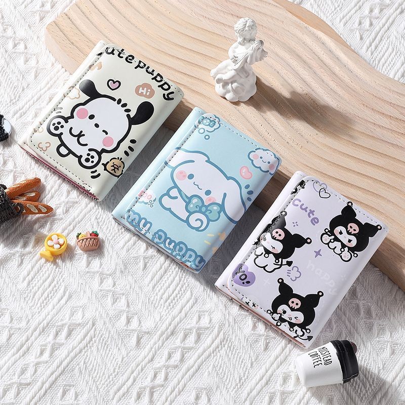 กระเป๋าตัง Sanrio กระเป๋าสตางค์แบบพับสามชั้น กระเป๋าการ์ตูนขนาดเล็กน่ารัก พร้อมส่งจากไทย