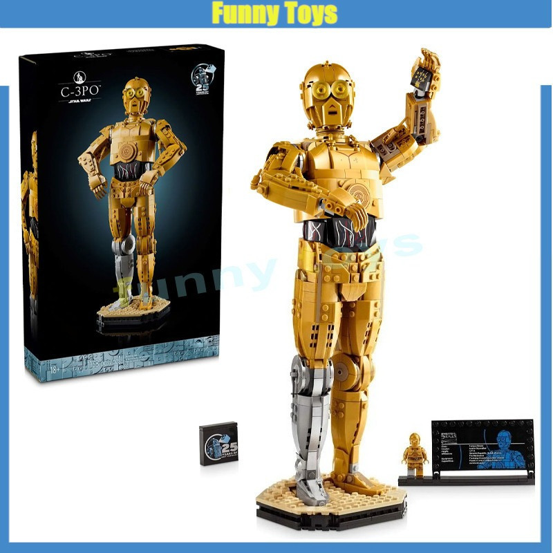 75398,C-3PO,บล็อกตัวต่อหุ่นยนต์C-3POเครื่องประดับสะสมของเล่นสําหรับเด็กชายและเด็กหญิง