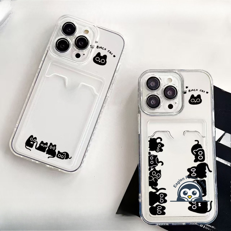 น่ารักแมวดําผู้ถือบัตรเคสโทรศัพท์สําหรับRedmi 14C 14R 13C 13R 12C 11A 10C 10 9A 9C 9T 5G 4G Place Ph