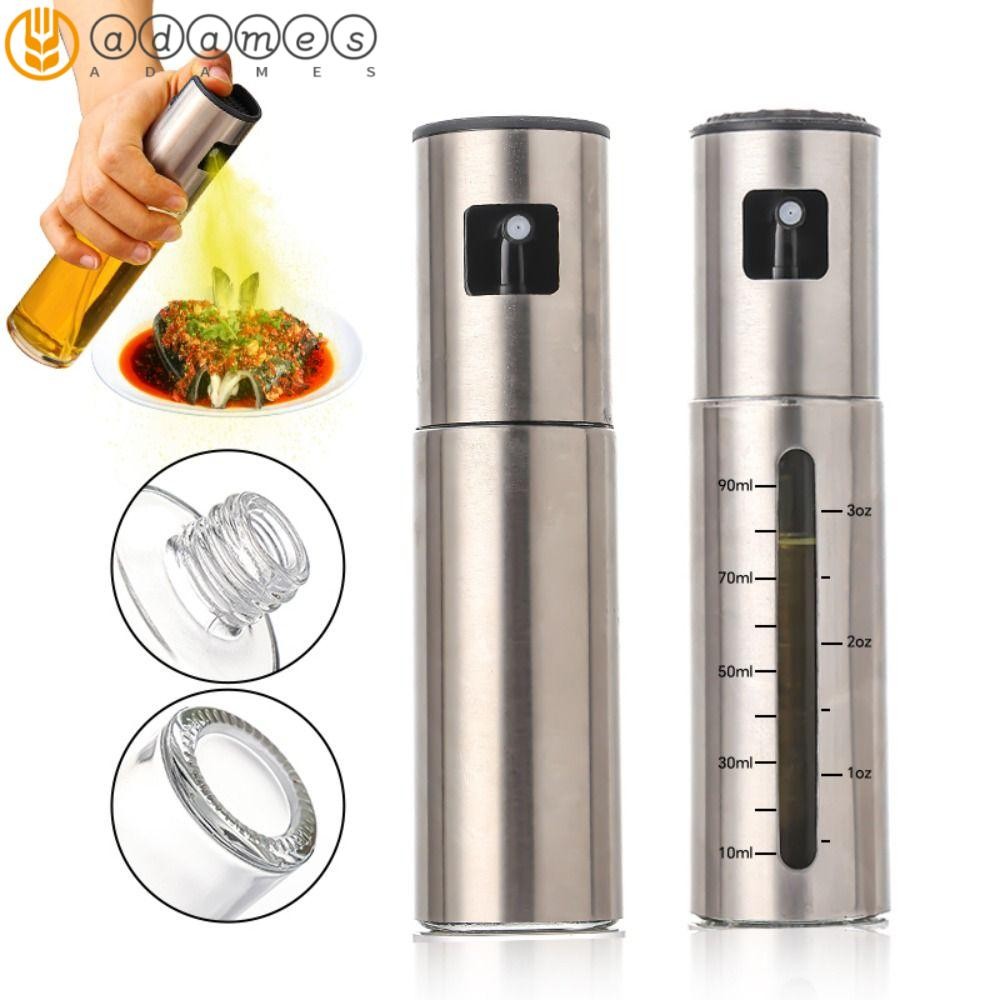 ADAMES ขวดสเปรย์น้ํามัน, 100ml สแตนเลสสตีลน้ํามันมะกอก, BBQ Non-Stick Leak-Proof Mist สเปรย์ออกแบบครัวกดสเปรย์ขวดกินได้น้ํามัน