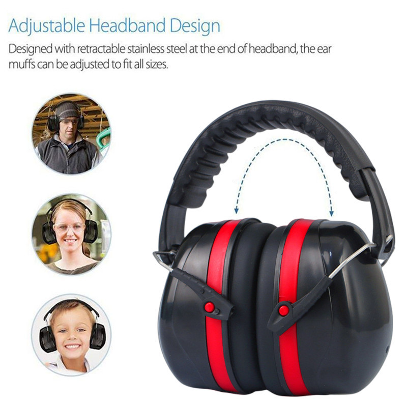 ที่ครอบหูลดเสียงรุ่น EM-5002B สีแดง-ดำ แบบคาดศีรษะ ปรับระดับได้