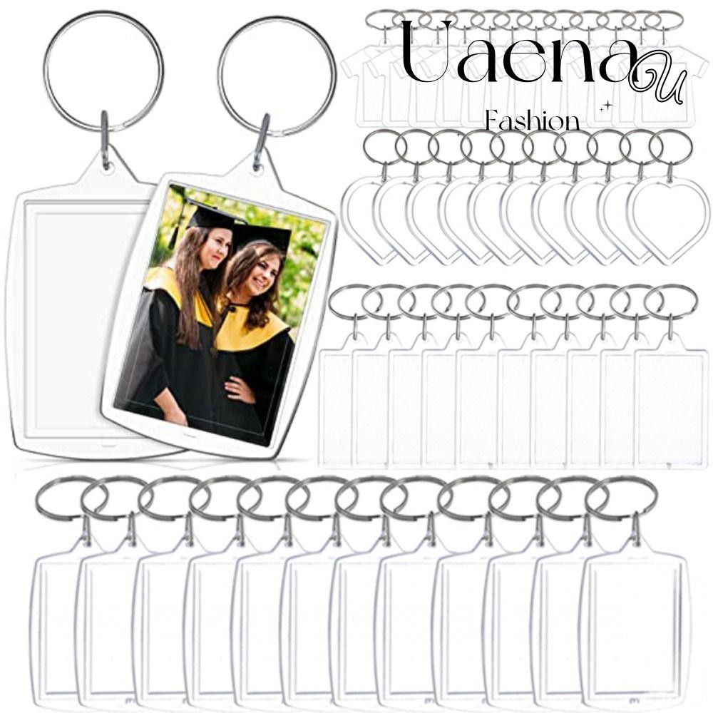 UAENAU 5 ชิ้นพวงกุญแจเปล่า, Snap-In Custom ใส่ Photo อะคริลิคกรอบรูปพวงกุญแจ,ทนทานโปร่งใสจี้พู่ภาพพว