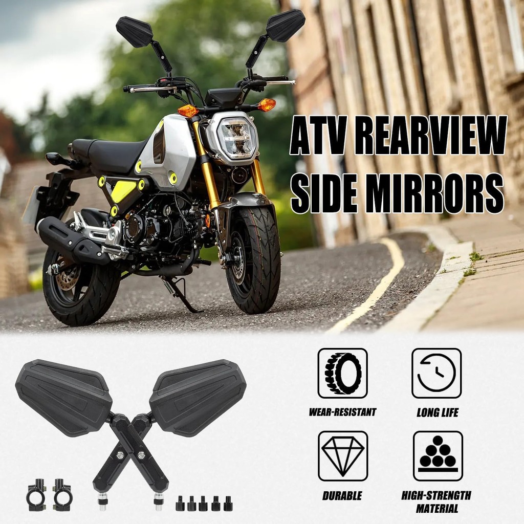 M8 M10 กระจกมองหลังรถจักรยานยนต์ 7/8 "กระจกแฮนด์ ATV KLR650 ADV150 Street Dirt Bike Dual Sport Adven
