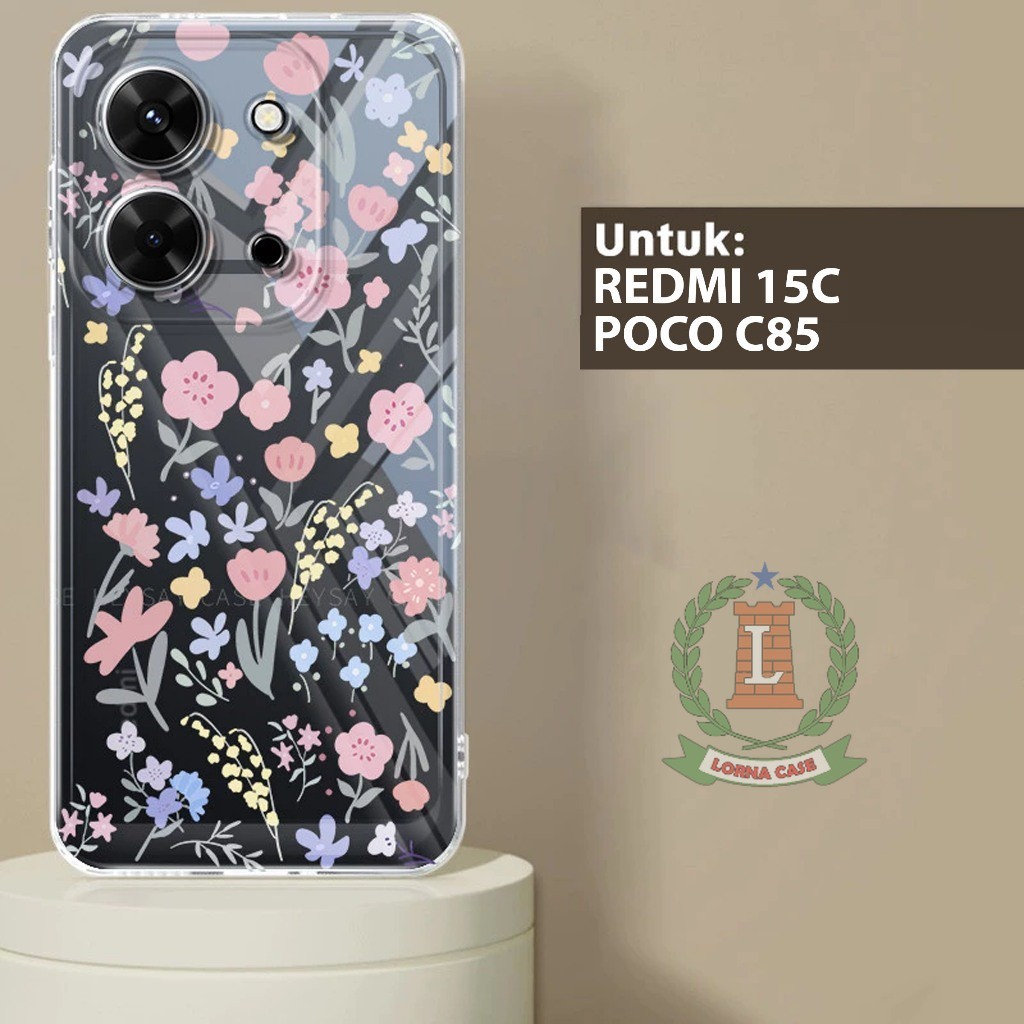 พรีเมี่ยม GLOSSY CLEARCASE COMPATIBLE SOFTCASE CASING สําหรับ REDMI 15C และ POCO C85 4G / 5G MOTIF P