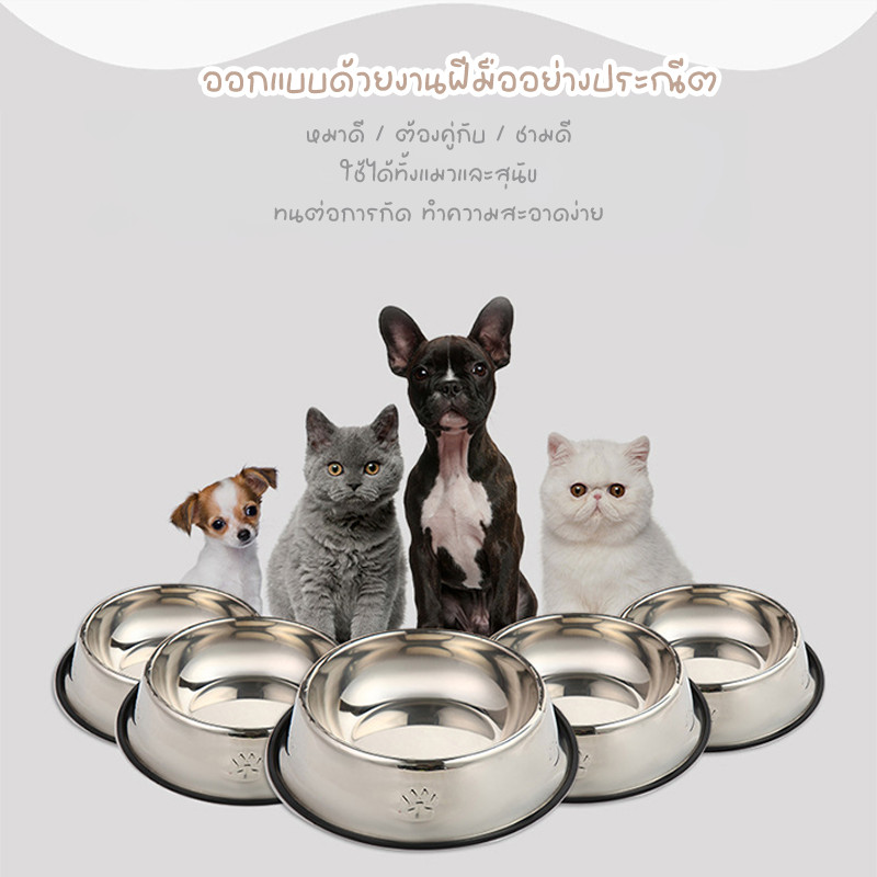 STOCK ชามสุนัขสแตนเลสกันหก ขายดีสุดฮิต ชามอาหารสัตว์เลี้ยง กันสนิม ใช้ได้ทั้งสุนัขและแมว 🐶🐱
