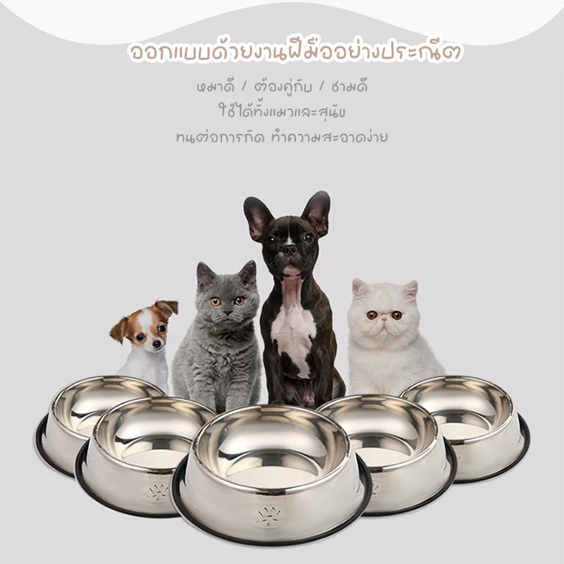 STOCK ชามสุนัขสแตนเลสกันหก ขายดีสุดฮิต ชามอาหารสัตว์เลี้ยง กันสนิม ใช้ได้ทั้งสุนัขและแมว 🐶🐱