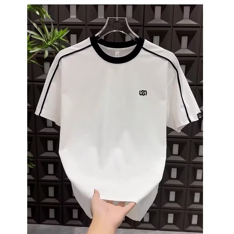 2025 NEW 2025 Summer New Trendy Men's Versatile Casual Patchwork Short Sleeve T-Shirt Top Half Sleev