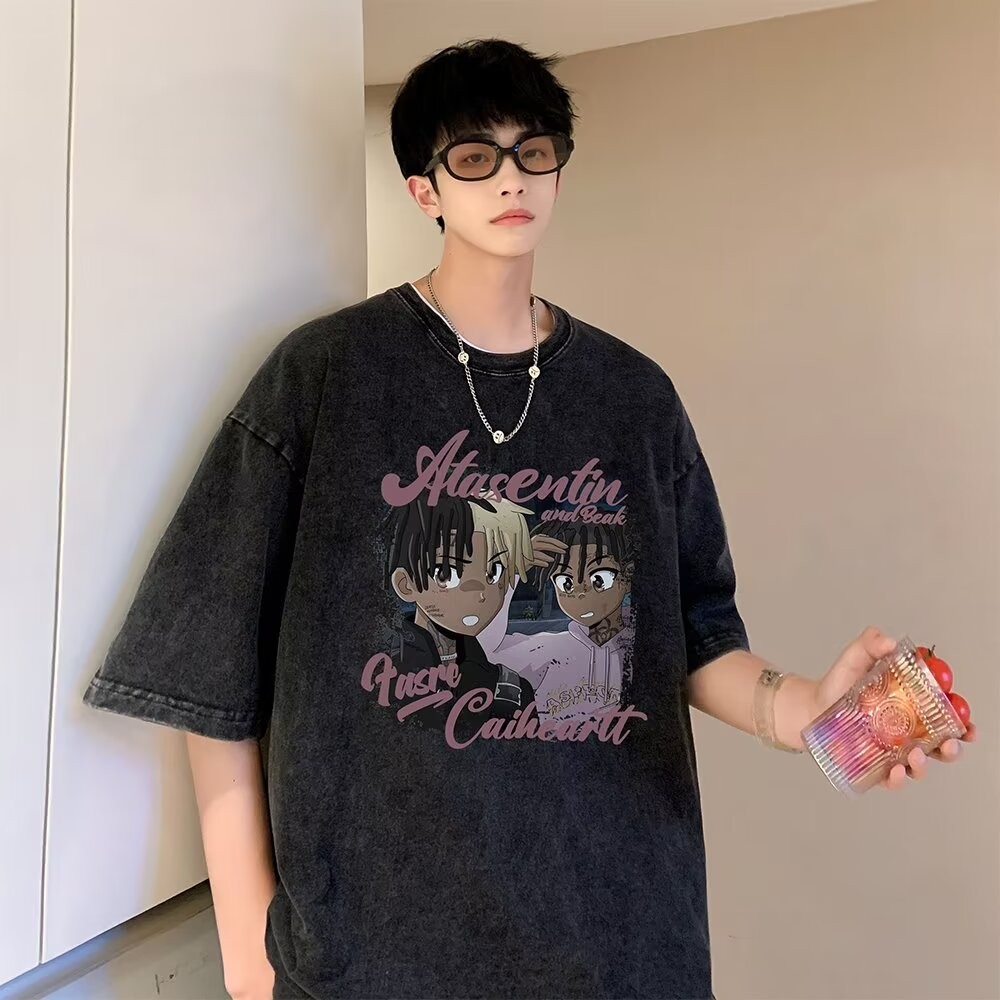 2025 NEW 20252025 Heavyweight T-Shirt Men Summer Clothing American High Street Half Sleeve Trendy Br