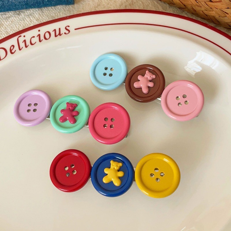 ปุ่มหมีกิ๊บสำหรับผมหน้าม้า สไตล์การ์ตูน น่ารักสำหรับผู้หญิง