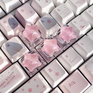 ส่วนบุคคลโปร่งใส Star Glitter Keycap โปร่งใสน่ารัก WASD ทิศท…