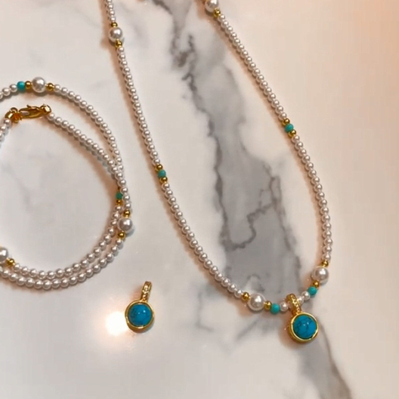 สร้อยคอมุกแท้สีทัวร์มาลีนแบบใหม่สำหรับผู้หญิง ดีไซน์หรูหราและทันสมัย เหมาะกับฤดูหนาว CPA7