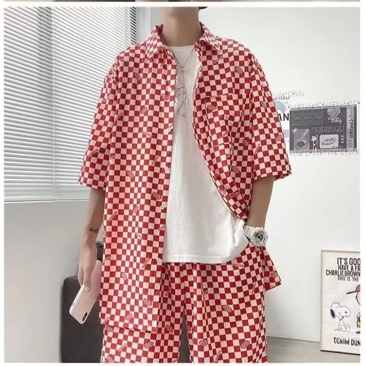 港风复古花衬衫短袖泰式夏威夷风设计感痞帅宽松套装男女Hong Kong Style Vintage Flower Shirt Short Sleeve Thai Hawaiian Style20251