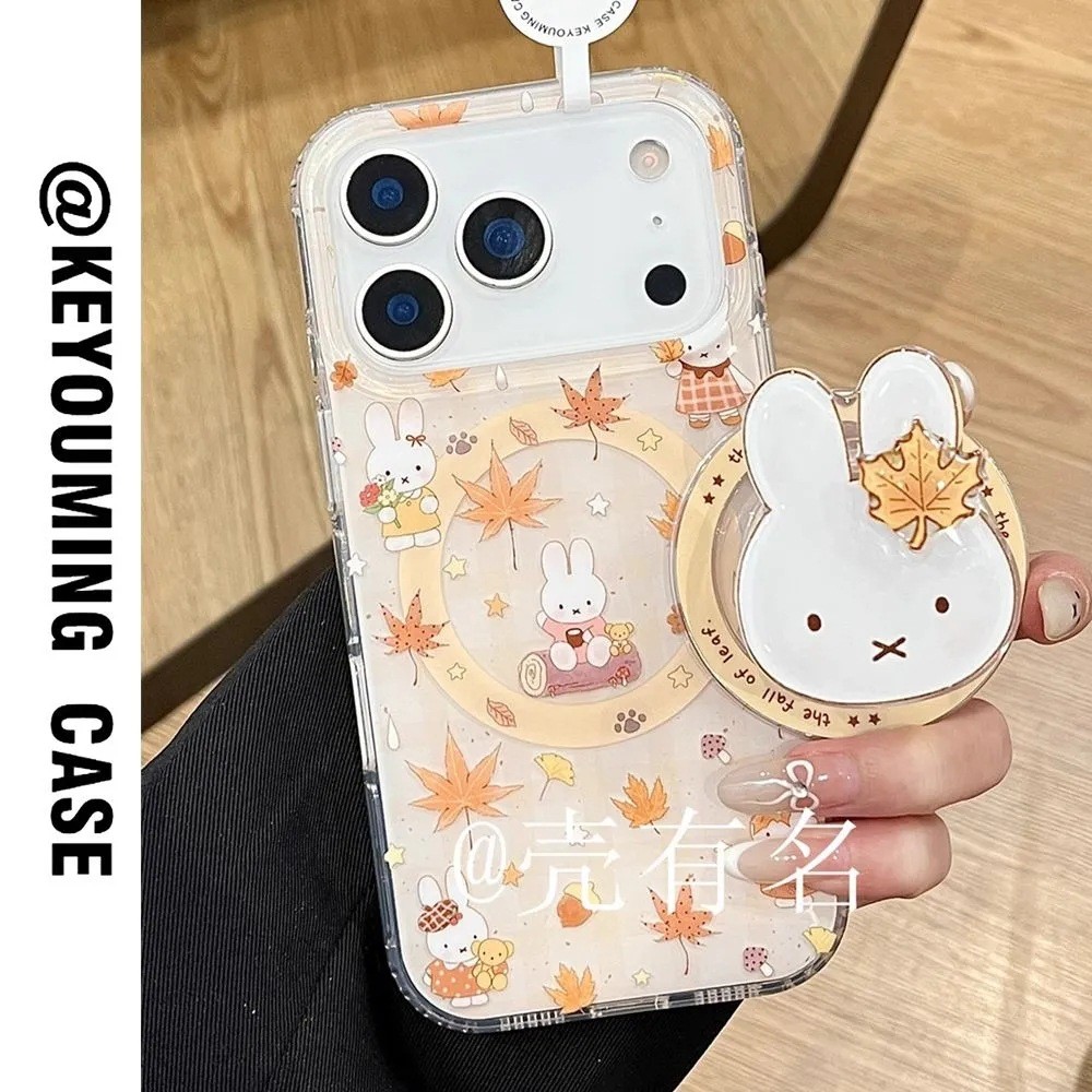 Miffy ฝาครอบธีมเข้ากันได้กับ Samsung S23FE S25Ultra S24Plus S21 Magnetic 3 iphone 17ProMax