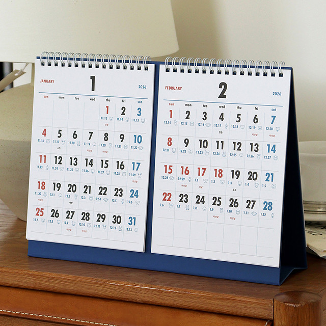 2026 KOREA CALENDAR — INDIGO Lunar Retro Korean Desk