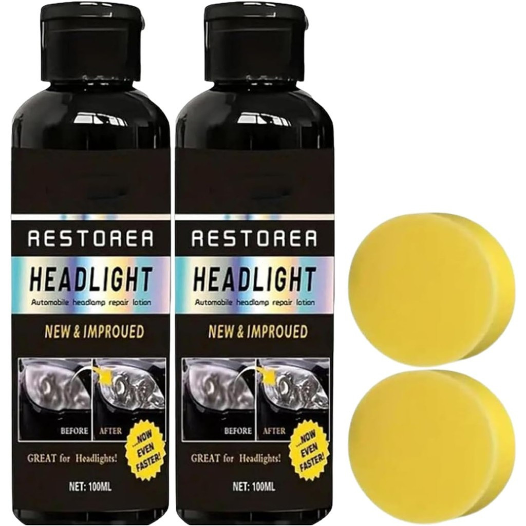 Car Headlight Refurbish Agent, Headlight Cleaner and Restorer Kit (2pcs)