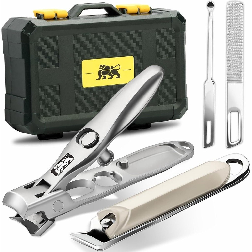 DIGNITY Nail Clippers for Men Women Seniors with Catcher and Safety Lock,Wide Jaw Opening,Thick Fing