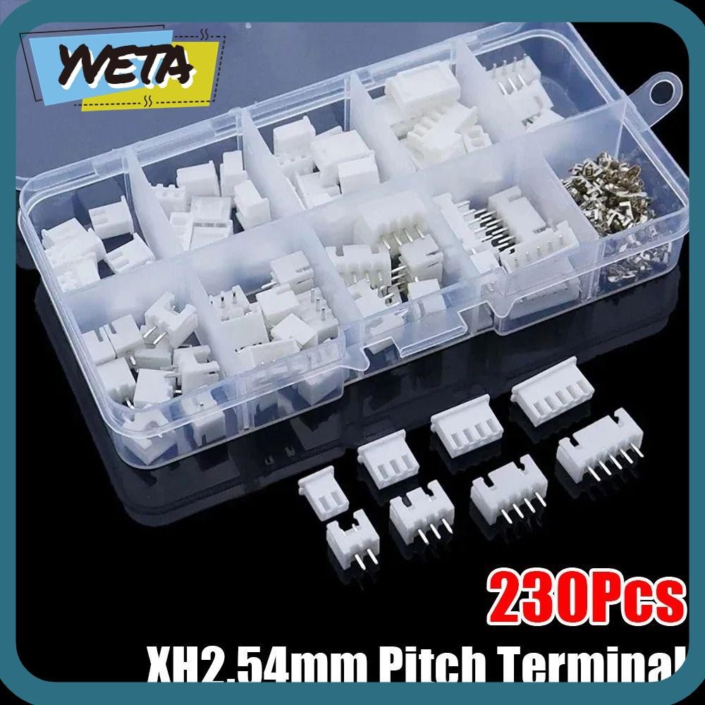 YVETA 230 ชิ้น 2.54 มิลลิเมตร Pitch Terminal, XH2.54 ชายหญิง Pin Connector, 4 ค่าชุด 2p 3p 4p 5pin T