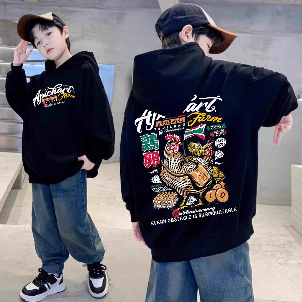 เสื้อฮู้ดเด็กสำหรับฤดูใบไม้ร่วงและฤดูหนาว แบบแขนยาวแฟชั่น ออกแบบตลก เพิ่มความสบาย