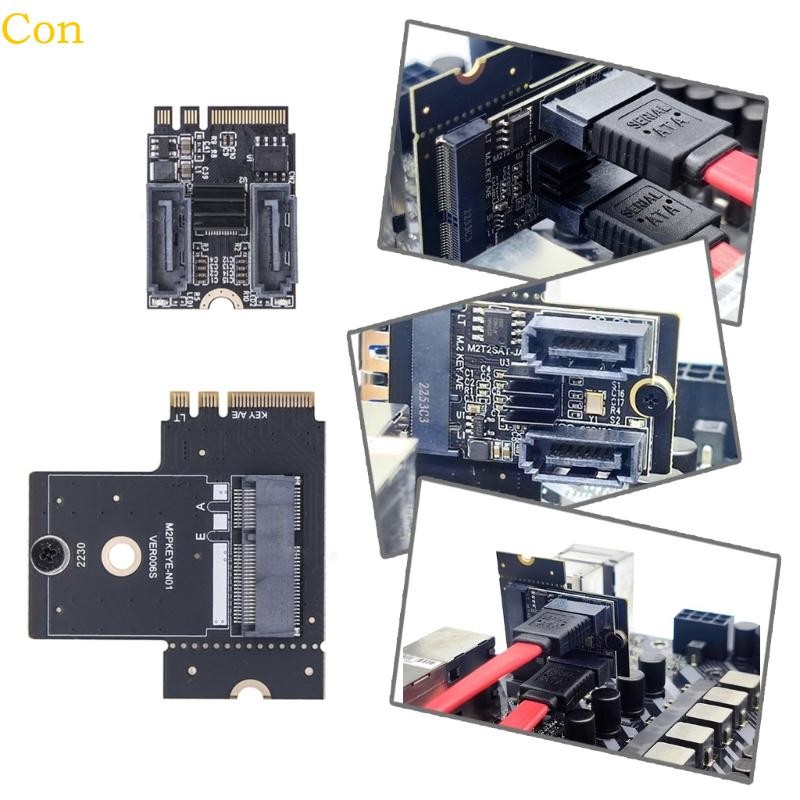 Con 6Gbps M 2 NGFF ถึง SATA3 0 อะแดปเตอร์พอร์ตคู่ Key A PCIe ตัวแปลงฮาร์ดไดรฟ์สําหรับปรับปรุงความจุก