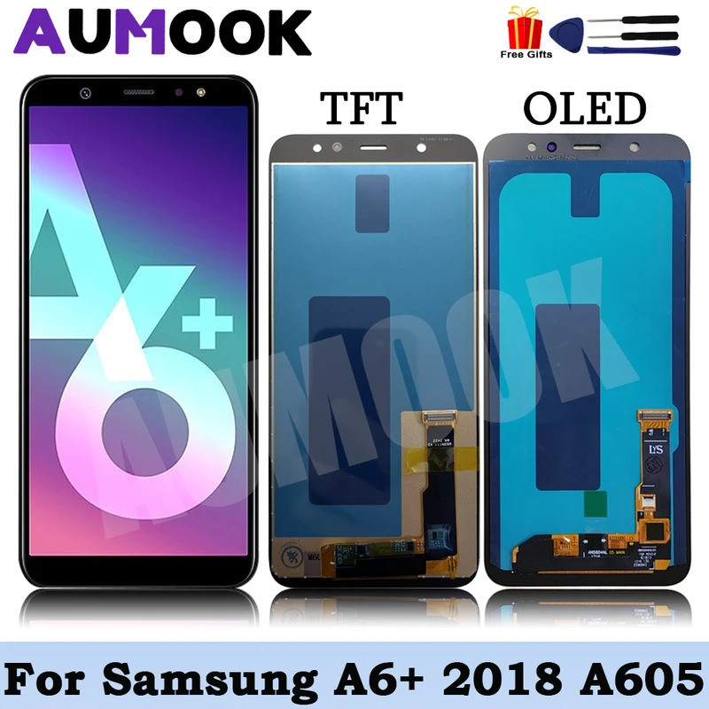 OLED สําหรับ A6 + 2018 จอแสดงผล LCD Digital Touch Screen Assembly สําหรับ Galaxy A6 + 2018 A605 A605